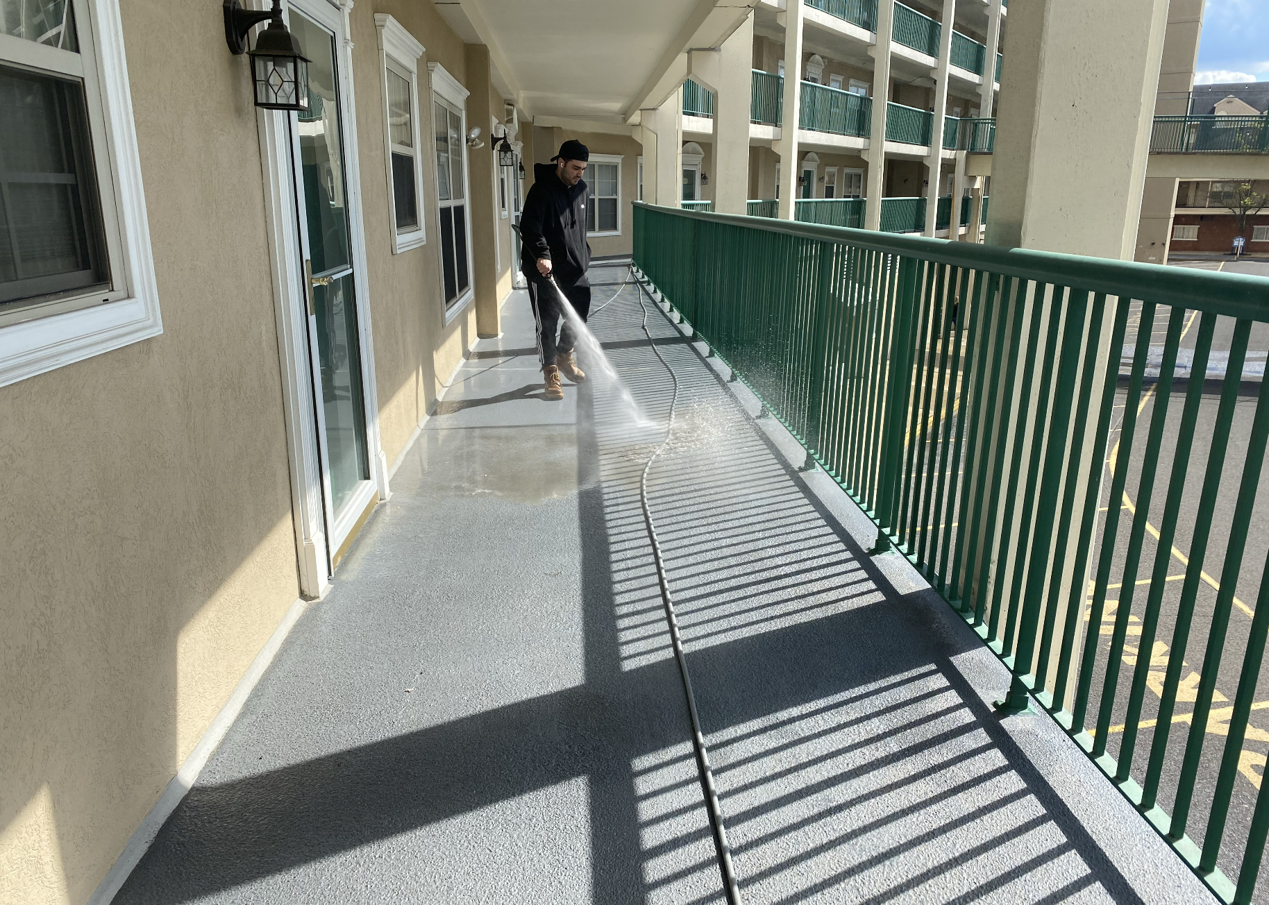 power washing an apartment building complex in Voorhees NJ