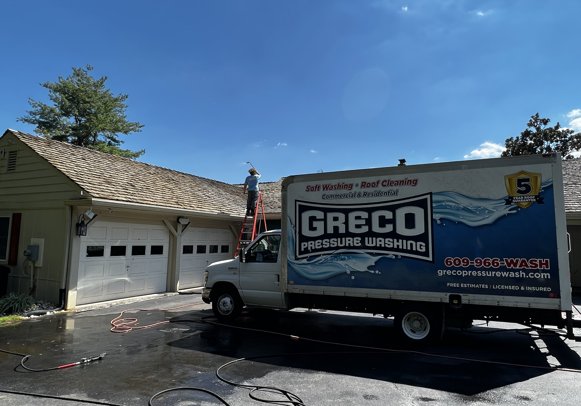 Cleaning a roof, roof soft washing in cherry hill new jersey